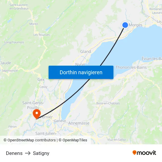 Denens to Satigny map