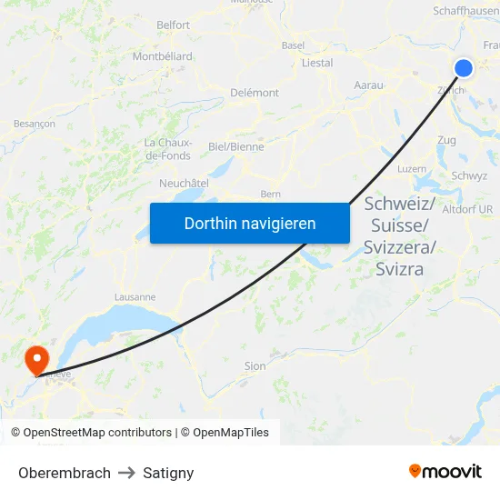 Oberembrach to Satigny map