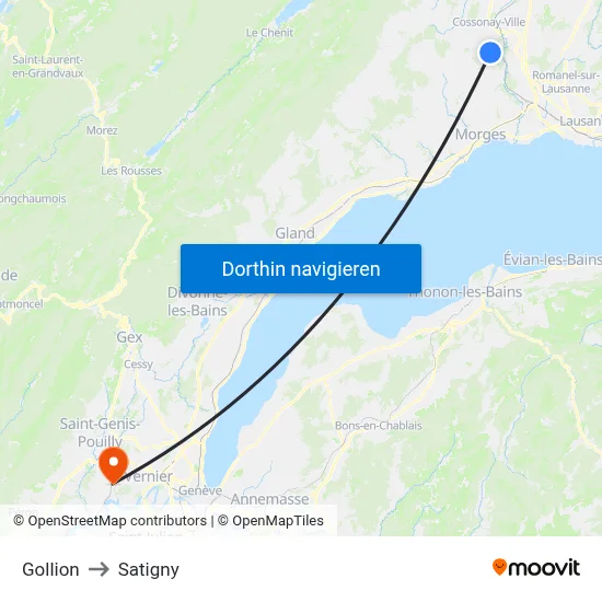 Gollion to Satigny map