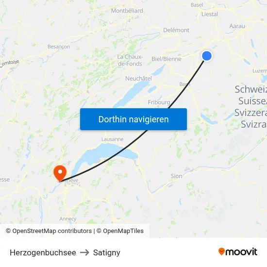 Herzogenbuchsee to Satigny map