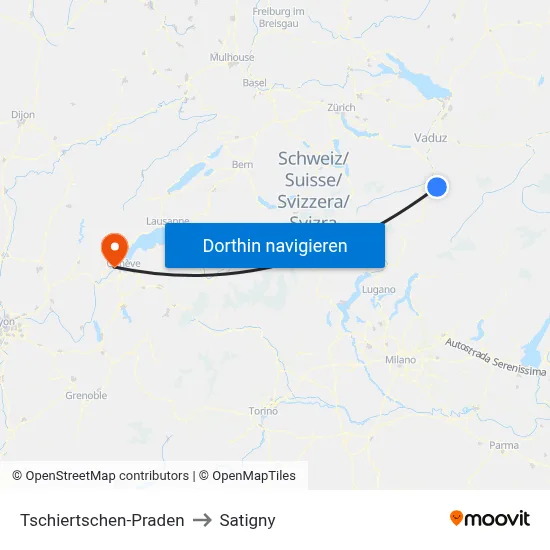 Tschiertschen-Praden to Satigny map