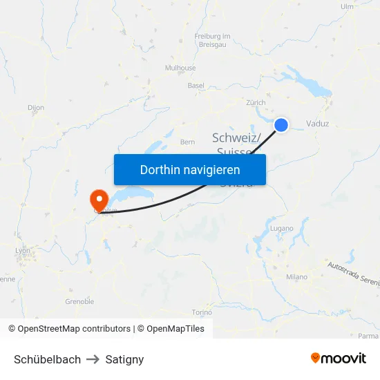 Schübelbach to Satigny map