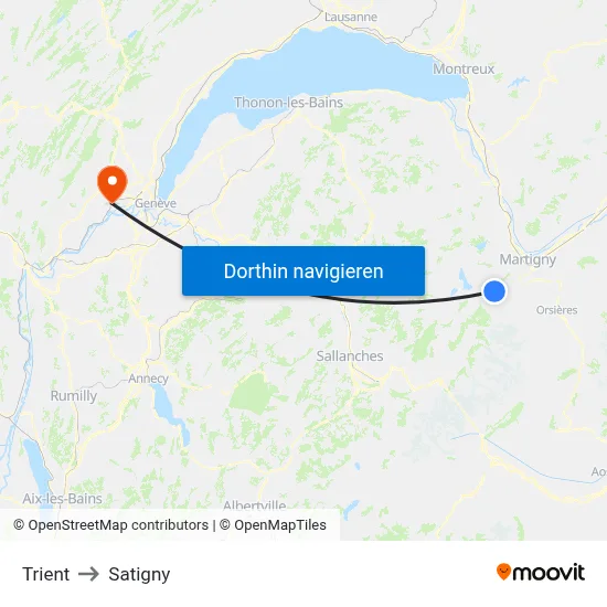 Trient to Satigny map