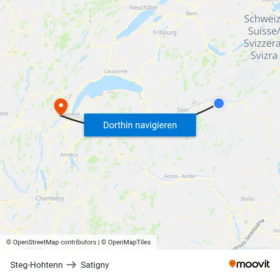 Steg-Hohtenn to Satigny map