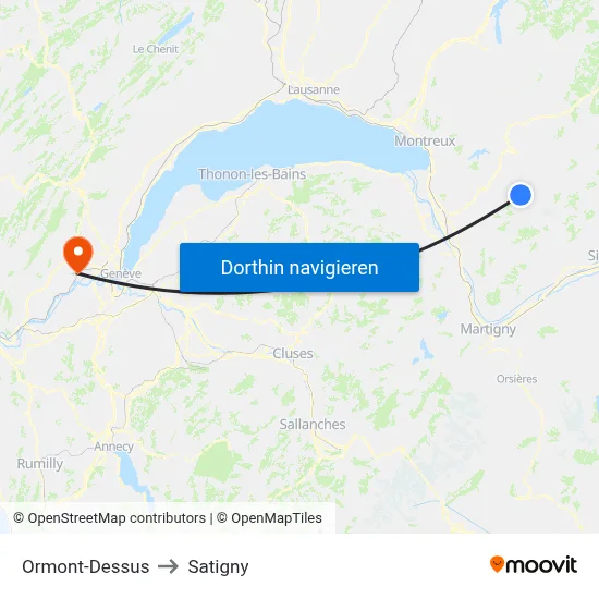Ormont-Dessus to Satigny map