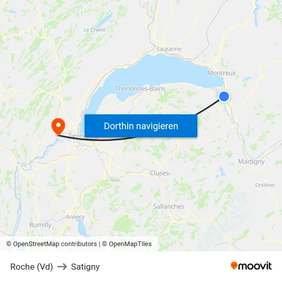 Roche (Vd) to Satigny map
