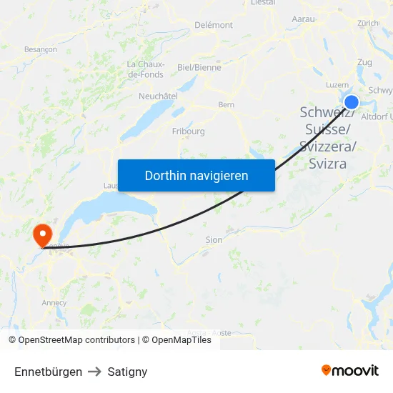 Ennetbürgen to Satigny map