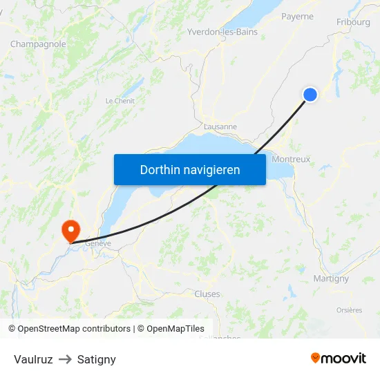 Vaulruz to Satigny map