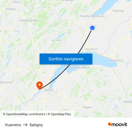 Vuarrens to Satigny map