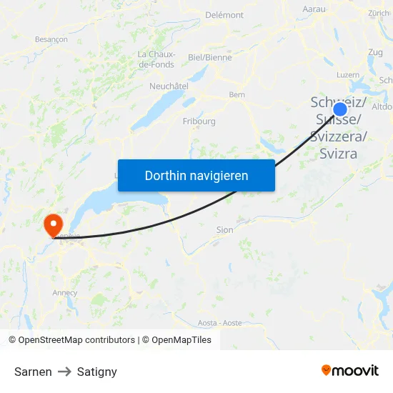 Sarnen to Satigny map