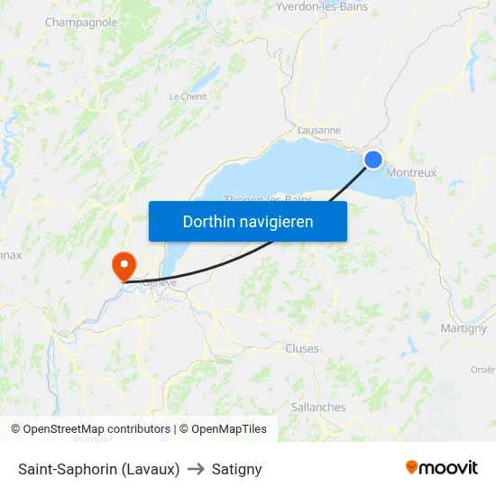 Saint-Saphorin (Lavaux) to Satigny map