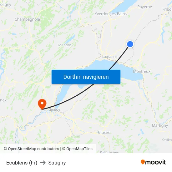 Ecublens (Fr) to Satigny map