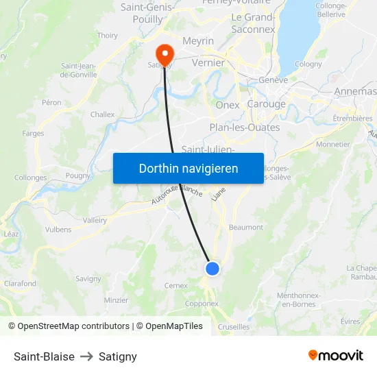Saint-Blaise to Satigny map