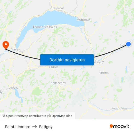 Saint-Léonard to Satigny map
