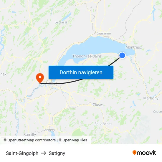 Saint-Gingolph to Satigny map