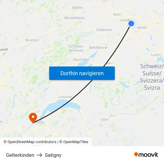 Gelterkinden to Satigny map
