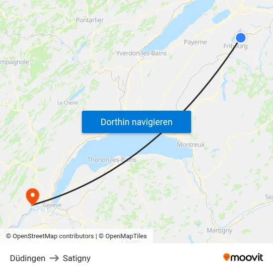 Düdingen to Satigny map