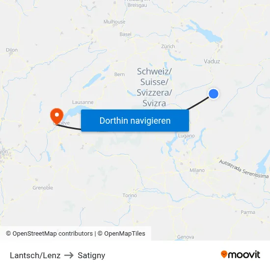 Lantsch/Lenz to Satigny map