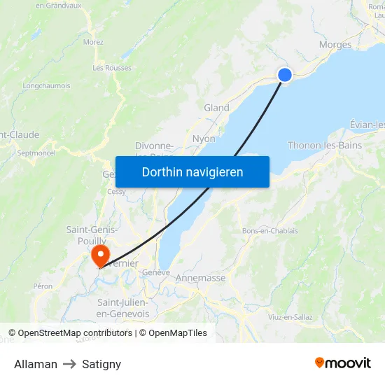 Allaman to Satigny map