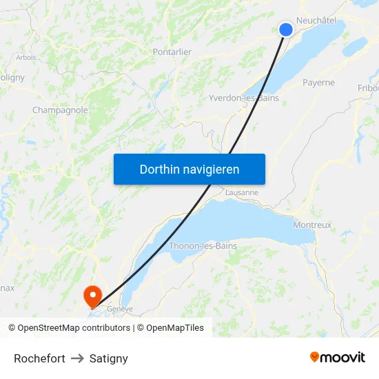 Rochefort to Satigny map