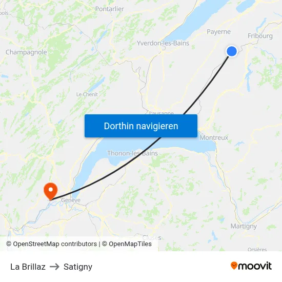 La Brillaz to Satigny map