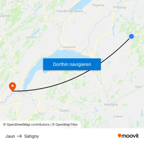 Jaun to Satigny map