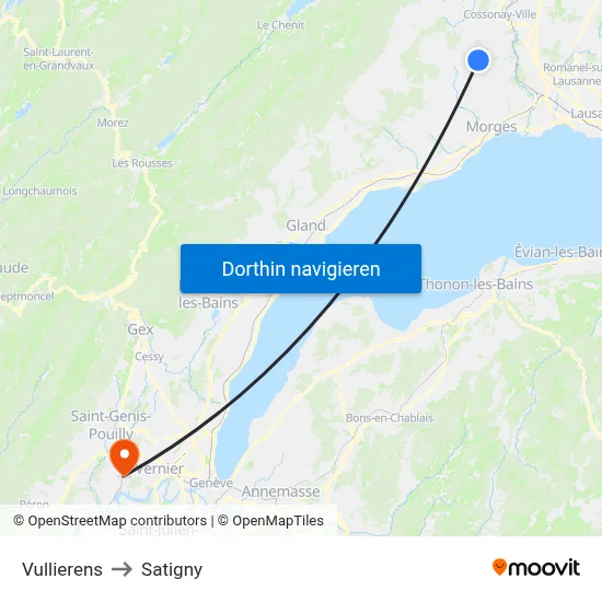 Vullierens to Satigny map