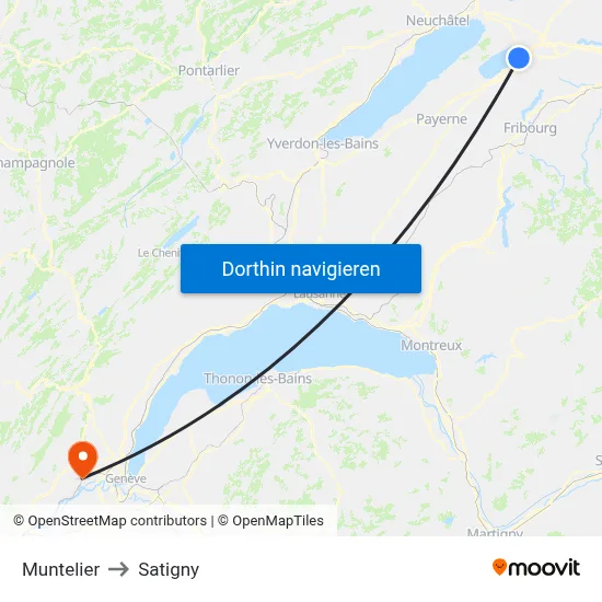 Muntelier to Satigny map
