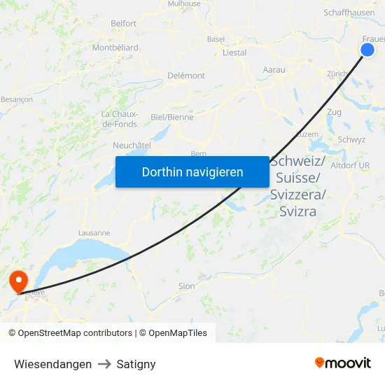 Wiesendangen to Satigny map
