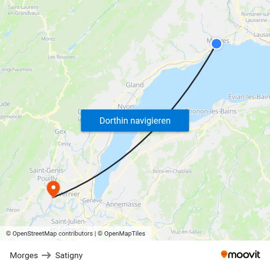 Morges to Satigny map