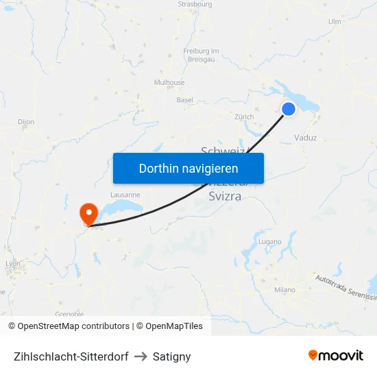 Zihlschlacht-Sitterdorf to Satigny map