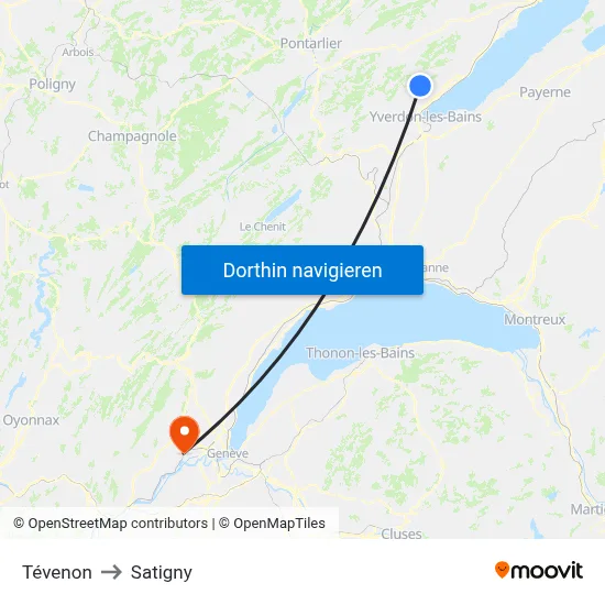 Tévenon to Satigny map