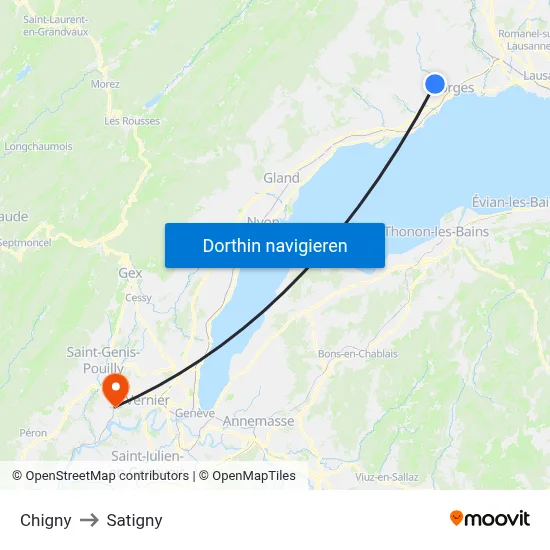 Chigny to Satigny map