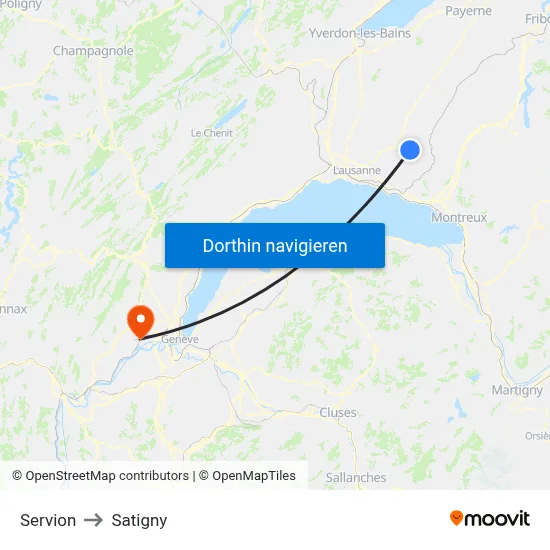 Servion to Satigny map