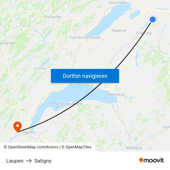 Laupen to Satigny map