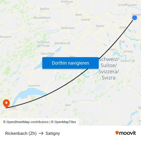 Rickenbach (Zh) to Satigny map