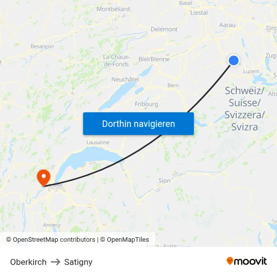 Oberkirch to Satigny map