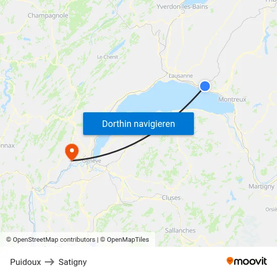 Puidoux to Satigny map