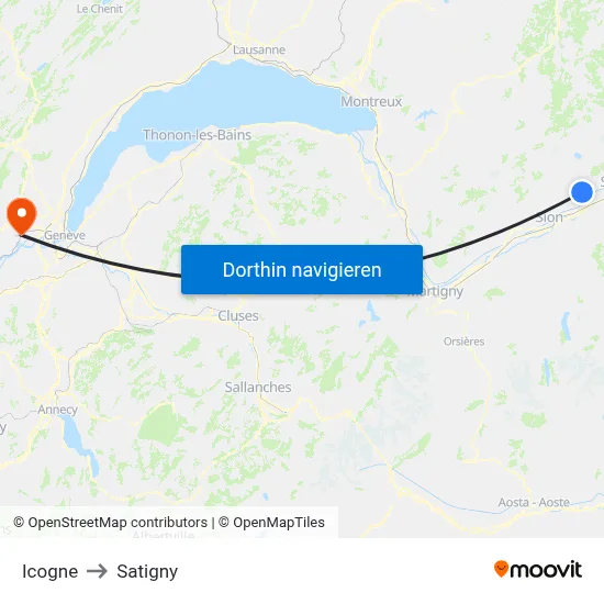 Icogne to Satigny map
