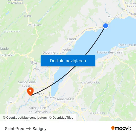 Saint-Prex to Satigny map