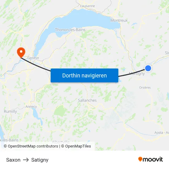 Saxon to Satigny map