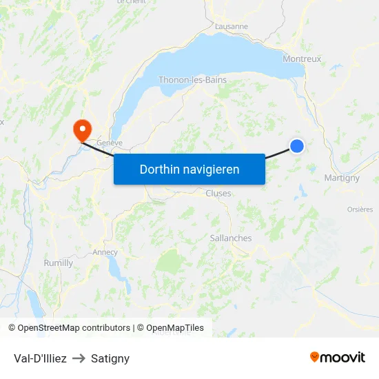 Val-D'Illiez to Satigny map