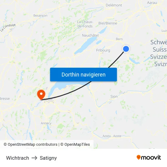 Wichtrach to Satigny map