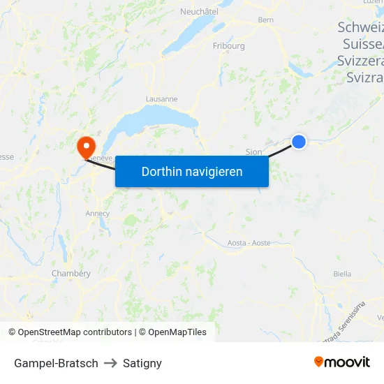 Gampel-Bratsch to Satigny map
