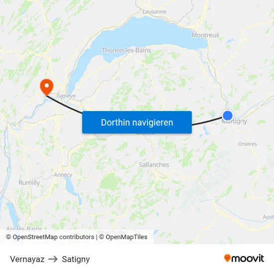 Vernayaz to Satigny map