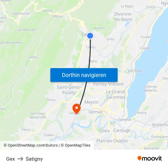 Gex to Satigny map