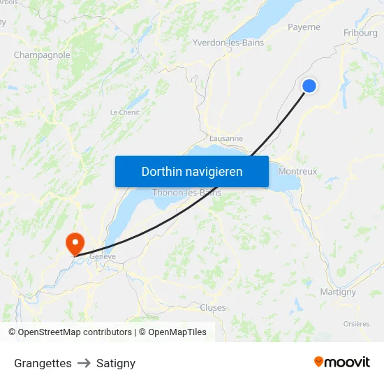 Grangettes to Satigny map