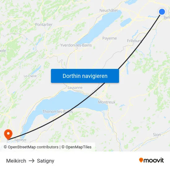 Meikirch to Satigny map