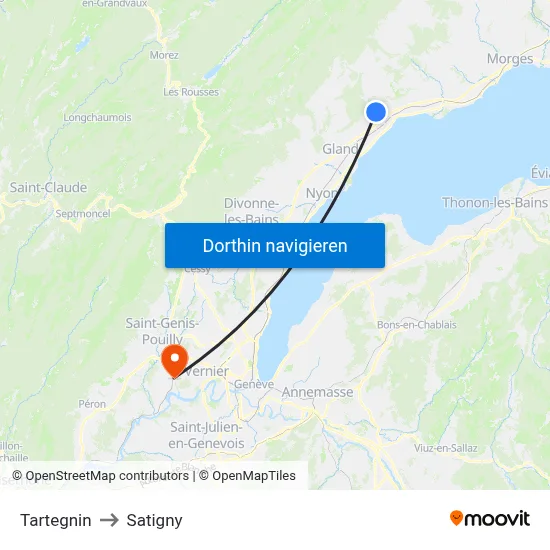 Tartegnin to Satigny map