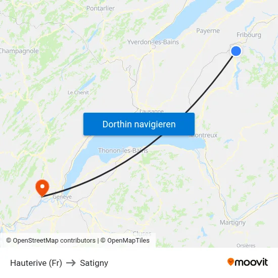 Hauterive (Fr) to Satigny map